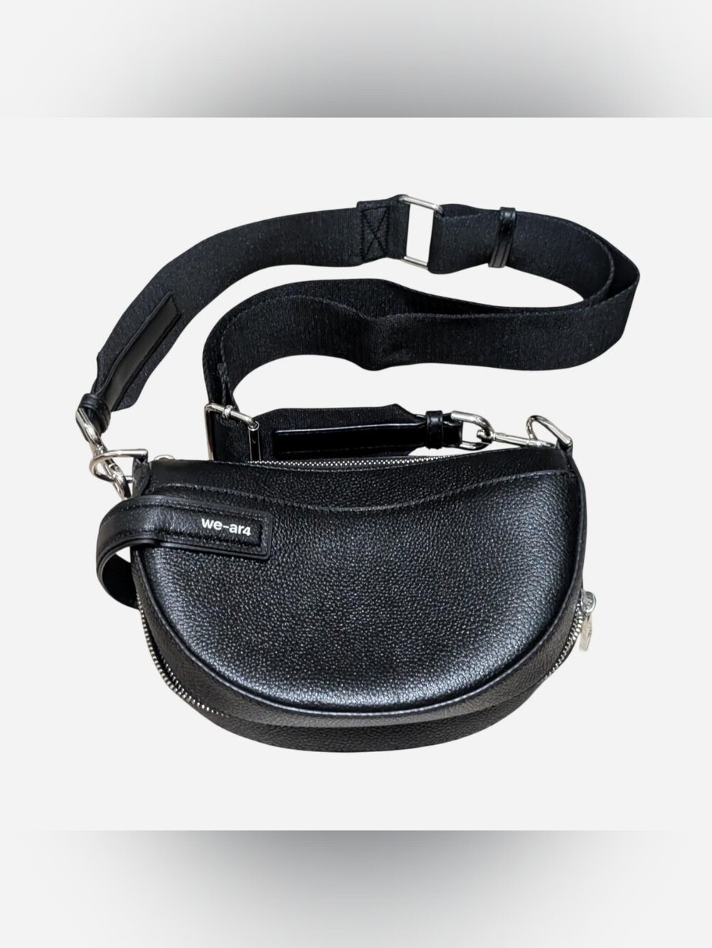 WE-AR4 The Half Moon Crossbody Bag Purse black leather LE 150